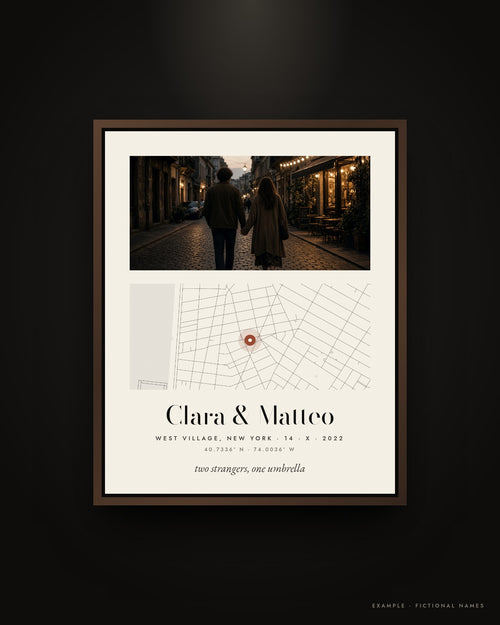 Example Our Story piece, fictional names